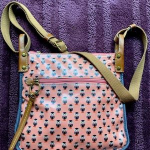 Fossil pink owl crossbody purse